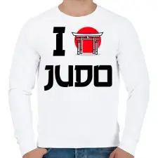 PRINTFASHION I love Judo - Férfi pulóver - Fehér férfi pulóver, kardigán