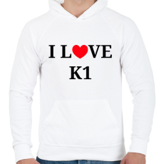 PRINTFASHION I LOVE K1 - Férfi kapucnis pulóver - Fehér