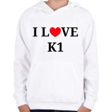 PRINTFASHION I LOVE K1 - Gyerek kapucnis pulóver - Fehér gyerek pulóver, kardigán
