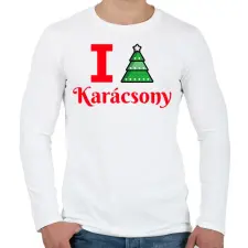 PRINTFASHION I love Karácsony  - Férfi hosszú ujjú póló - Fehér férfi póló