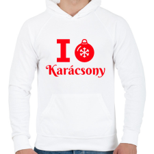 PRINTFASHION I love Karácsony  - Férfi kapucnis pulóver - Fehér férfi pulóver, kardigán