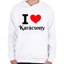 PRINTFASHION I love Karácsony - Gyerek kapucnis pulóver - Fehér gyerek pulóver, kardigán