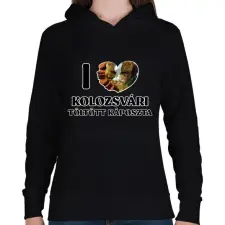 PRINTFASHION I love Kolozsvári töltött káposzta - Női kapucnis pulóver - Fekete női pulóver, kardigán
