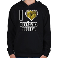 PRINTFASHION I Love Kovászos Uborka - Gyerek kapucnis pulóver - Fekete