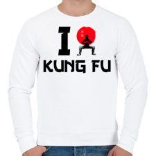 PRINTFASHION I love Kung Fu - Férfi pulóver - Fehér férfi pulóver, kardigán