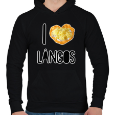 PRINTFASHION I love lángos - Férfi kapucnis pulóver - Fekete női pulóver, kardigán