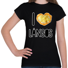 PRINTFASHION I love lángos - Női póló - Fekete női póló