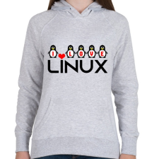 PRINTFASHION I love linux - Női kapucnis pulóver - Sport szürke női pulóver, kardigán