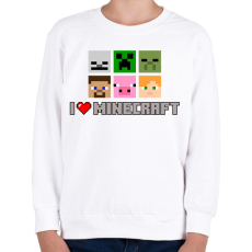 PRINTFASHION i love minecraft - Gyerek pulóver - Fehér