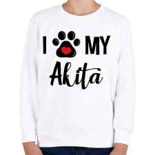 PRINTFASHION I love my Akita! - Gyerek pulóver - Fehér gyerek pulóver, kardigán