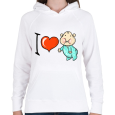 PRINTFASHION I love my baby - Női kapucnis pulóver - Fehér