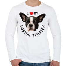 PRINTFASHION I love my Boston Terrier - Férfi hosszú ujjú póló - Fehér férfi póló