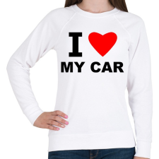 PRINTFASHION I love my car - Női pulóver - Fehér női pulóver, kardigán
