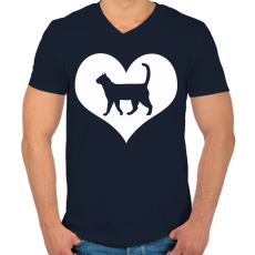 PRINTFASHION I love my cat - Férfi V-nyakú póló - Sötétkék