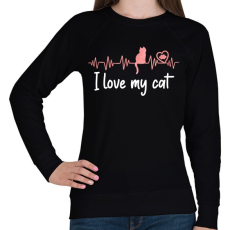 PRINTFASHION I love my cat - Női pulóver - Fekete