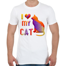 PRINTFASHION I love my cat - Szeretem a macskámat - Férfi póló - Fehér férfi póló