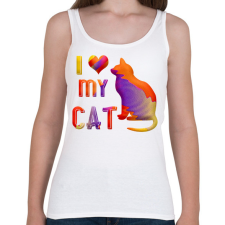 PRINTFASHION I love my cat - Szeretem a macskámat - Női atléta - Fehér női trikó