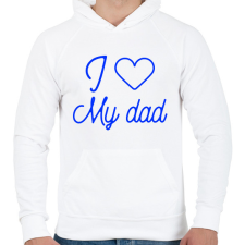 PRINTFASHION I love my dad - Férfi kapucnis pulóver - Fehér férfi pulóver, kardigán