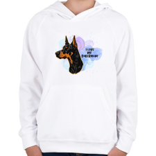 PRINTFASHION I love my german doberman - Gyerek kapucnis pulóver - Fehér gyerek pulóver, kardigán