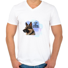 PRINTFASHION I love my german shepherd - Férfi V-nyakú póló - Fehér férfi póló