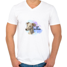 PRINTFASHION I love my Greyhound - Férfi V-nyakú póló - Fehér férfi póló