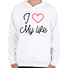 PRINTFASHION I love my life - Gyerek kapucnis pulóver - Fehér gyerek pulóver, kardigán