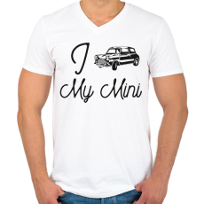 PRINTFASHION I love my Mini - Férfi V-nyakú póló - Fehér