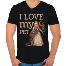 PRINTFASHION I love my pet  - Férfi V-nyakú póló - Fekete férfi póló