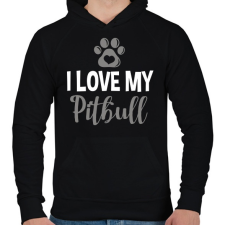 PRINTFASHION i love my pitbull2 - Férfi kapucnis pulóver - Fekete férfi pulóver, kardigán