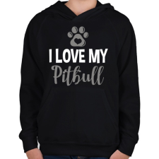 PRINTFASHION i love my pitbull2 - Gyerek kapucnis pulóver - Fekete gyerek pulóver, kardigán