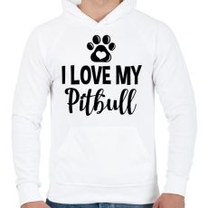 PRINTFASHION I love my pitbull - Férfi kapucnis pulóver - Fehér