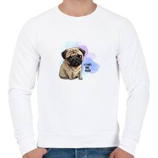 PRINTFASHION I love my pug - Férfi pulóver - Fehér férfi pulóver, kardigán