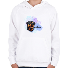 PRINTFASHION I love my rotweiler - Gyerek kapucnis pulóver - Fehér