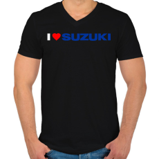 PRINTFASHION I love my Suzuki - Férfi V-nyakú póló - Fekete