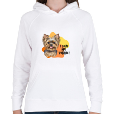 PRINTFASHION I love my yorkie - Női kapucnis pulóver - Fehér