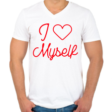PRINTFASHION I love myself 3 - Férfi V-nyakú póló - Fehér férfi póló