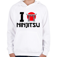 PRINTFASHION I love Ninjitsu - Gyerek kapucnis pulóver - Fehér gyerek pulóver, kardigán