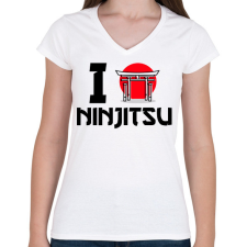 PRINTFASHION I love Ninjitsu - Női V-nyakú póló - Fehér női póló