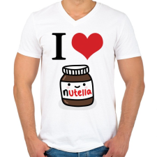 PRINTFASHION I love nutella - Férfi V-nyakú póló - Fehér férfi póló