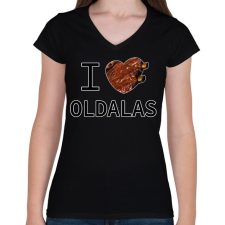 PRINTFASHION I love Oldalas - Női V-nyakú póló - Fekete női póló