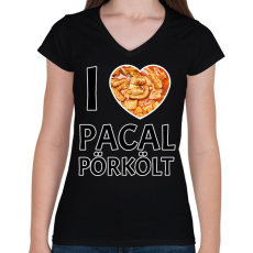 PRINTFASHION I love Pacal pörkölt - Női V-nyakú póló - Fekete