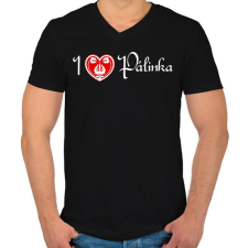 PRINTFASHION I love pálinka - Férfi V-nyakú póló - Fekete férfi póló