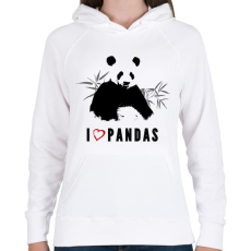 PRINTFASHION I LOVE PANDAS - Női kapucnis pulóver - Fehér