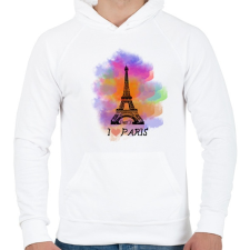 PRINTFASHION i love paris - Férfi kapucnis pulóver - Fehér férfi pulóver, kardigán