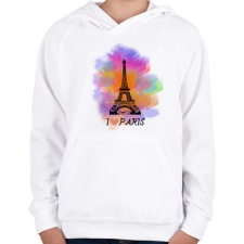 PRINTFASHION i love paris - Gyerek kapucnis pulóver - Fehér gyerek pulóver, kardigán