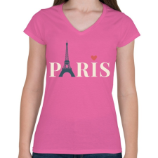 PRINTFASHION i love paris - Női V-nyakú póló - Rózsaszín női póló