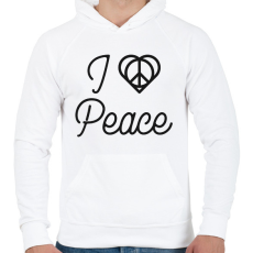 PRINTFASHION I love peace - Férfi kapucnis pulóver - Fehér
