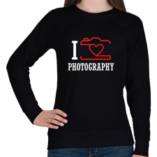 PRINTFASHION I love photography (white) - Női pulóver - Fekete női pulóver, kardigán