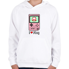 PRINTFASHION I Love Play - Gyerek kapucnis pulóver - Fehér gyerek pulóver, kardigán