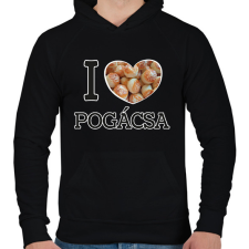 PRINTFASHION I love Pogácsa - Férfi kapucnis pulóver - Fekete férfi pulóver, kardigán